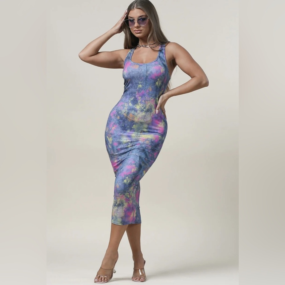 Multicolor Tie-Dye Midi Dress